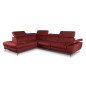 Canapé d'angle relax en 100% tout cuir épais de luxe italien avec relax électrique, 5/6 places KASTER, rouge bordeaux, angle gau