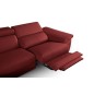 Canapé d'angle relax en 100% tout cuir épais de luxe italien avec relax électrique, 5/6 places KASTER, rouge bordeaux, angle gau