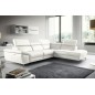 Canapé d'angle relax en 100% tout cuir épais de luxe italien avec relax électrique, 5/6 places KASTER, blanc cassé, angle droit
