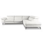 Canapé d'angle relax en 100% tout cuir épais de luxe italien avec relax électrique, 5/6 places KASTER, blanc cassé, angle droit