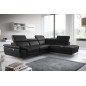 Canapé d'angle relax en 100% tout cuir épais de luxe italien avec relax électrique, 5/6 places KASTER, noir, angle droit