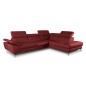 Canapé d'angle relax en 100% tout cuir épais de luxe italien avec relax électrique, 5/6 places KASTER, rouge bordeaux, angle dro