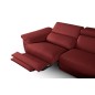 Canapé d'angle relax en 100% tout cuir épais de luxe italien avec relax électrique, 5/6 places KASTER, rouge bordeaux, angle dro