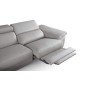 Canapé d'angle relax en 100% tout cuir épais de luxe italien avec relax électrique, 5/6 places KASTER, gris clair, angle gauche