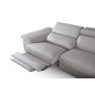 Canapé d'angle relax en 100% tout cuir épais de luxe italien avec relax électrique, 5/6 places KASTER, gris clair, angle droit