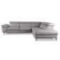 Canapé d'angle relax en 100% tout cuir épais de luxe italien avec relax électrique, 5/6 places KASTER, gris clair, angle droit