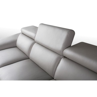 Canapé d'angle relax en 100% tout cuir épais de luxe italien avec relax électrique, 5/6 places KASTER, gris clair, angle droit