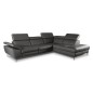 Canapé d'angle relax en 100% tout cuir épais de luxe italien avec relax électrique, 5/6 places KASTER, anthracite, angle droit