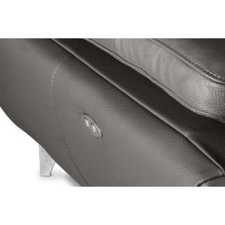 Canapé d'angle relax en 100% tout cuir épais de luxe italien avec relax électrique, 5/6 places KASTER, anthracite, angle droit