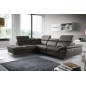 Canapé d'angle relax en 100% tout cuir épais de luxe italien avec relax électrique, 5/6 places KASTER, anthracite, angle gauche