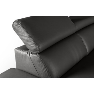 Canapé d'angle relax en 100% tout cuir épais de luxe italien avec relax électrique, 5/6 places KASTER, anthracite, angle gauche