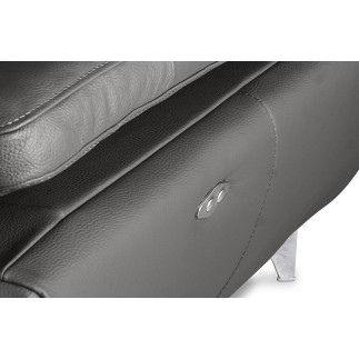 Canapé d'angle relax en 100% tout cuir épais de luxe italien avec relax électrique, 5/6 places KASTER, anthracite, angle gauche