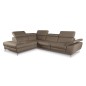 Canapé d'angle relax en 100% tout cuir épais de luxe italien avec relax électrique, 5/6 places KASTER, taupe (vers le brun), ang