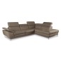Canapé d'angle relax en 100% tout cuir épais de luxe italien avec relax électrique, 5/6 places KASTER, taupe (vers le brun), ang