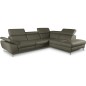 Canapé d'angle relax en 100% tout cuir épais de luxe italien avec relax électrique, 5/6 places KASTER, gris taupe, angle droit