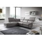 Canapé d'angle relax en 100% tout cuir épais de luxe italien avec relax électrique, 5/6 places KASTER, taupe, angle gauche