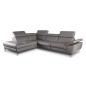 Canapé d'angle relax en 100% tout cuir épais de luxe italien avec relax électrique, 5/6 places KASTER, taupe, angle gauche
