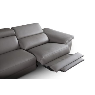 Canapé d'angle relax en 100% tout cuir épais de luxe italien avec relax électrique, 5/6 places KASTER, taupe, angle gauche