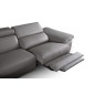 Canapé d'angle relax en 100% tout cuir épais de luxe italien avec relax électrique, 5/6 places KASTER, taupe, angle gauche