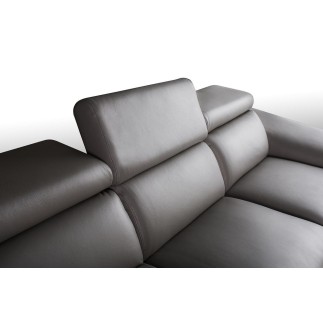 Canapé d'angle relax en 100% tout cuir épais de luxe italien avec relax électrique, 5/6 places KASTER, taupe, angle gauche