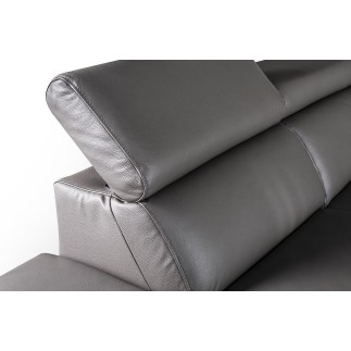 Canapé d'angle relax en 100% tout cuir épais de luxe italien avec relax électrique, 5/6 places KASTER, taupe, angle gauche