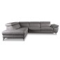 Canapé d'angle relax en 100% tout cuir épais de luxe italien avec relax électrique, 5/6 places KASTER, taupe, angle gauche