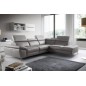 Canapé d'angle relax en 100% tout cuir épais de luxe italien avec relax électrique, 5/6 places KASTER, taupe, angle droit