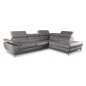 Canapé d'angle relax en 100% tout cuir épais de luxe italien avec relax électrique, 5/6 places KASTER, taupe, angle droit
