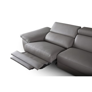 Canapé d'angle relax en 100% tout cuir épais de luxe italien avec relax électrique, 5/6 places KASTER, taupe, angle droit