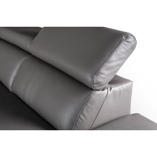 Canapé d'angle relax en 100% tout cuir épais de luxe italien avec relax électrique, 5/6 places KASTER, taupe, angle droit