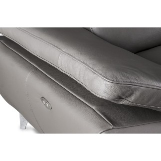 Canapé d'angle relax en 100% tout cuir épais de luxe italien avec relax électrique, 5/6 places KASTER, taupe, angle droit