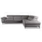 Canapé d'angle relax en 100% tout cuir épais de luxe italien avec relax électrique, 5/6 places KASTER, taupe, angle droit