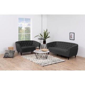 Canapé 2 places en tissu matelassé Rita coloris gris foncé