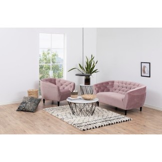 Canapé 2 places en tissu matelassé Rita coloris rose pale