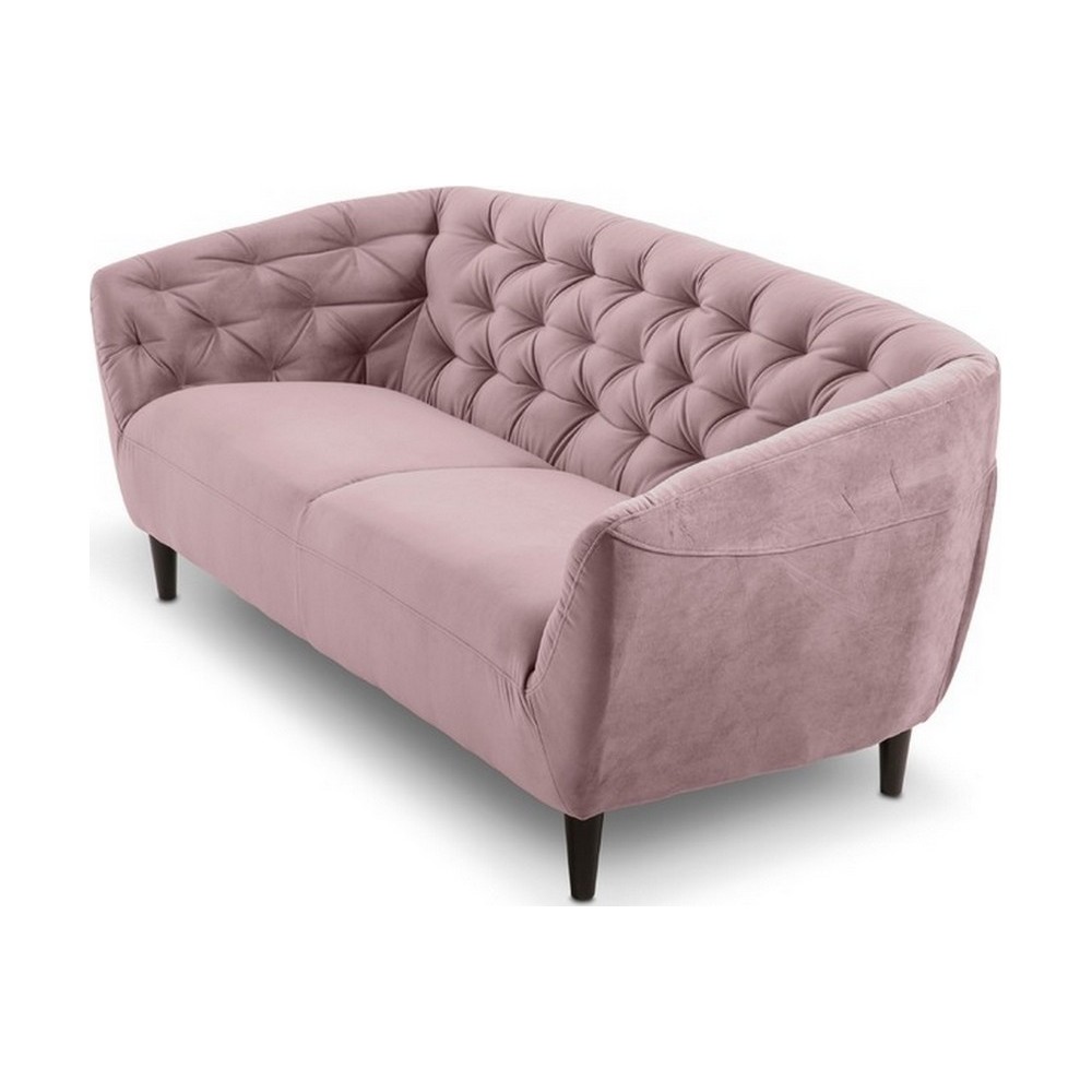 Canapé 3 places en tissu matelassé Rita coloris rose pale