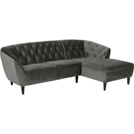 Canapé d'angle en tissu matelassé de qualité Rita coloris gris foncé, angle droit