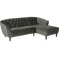Canapé d'angle en tissu matelassé de qualité Rita coloris gris foncé, angle droit, 4 places