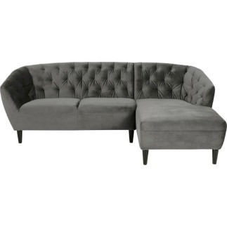 Canapé d'angle en tissu matelassé de qualité Rita coloris gris foncé, angle droit, 4 places