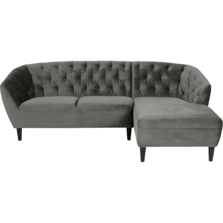 Canapé d'angle en tissu matelassé de qualité Rita coloris gris foncé, angle droit, 4 places