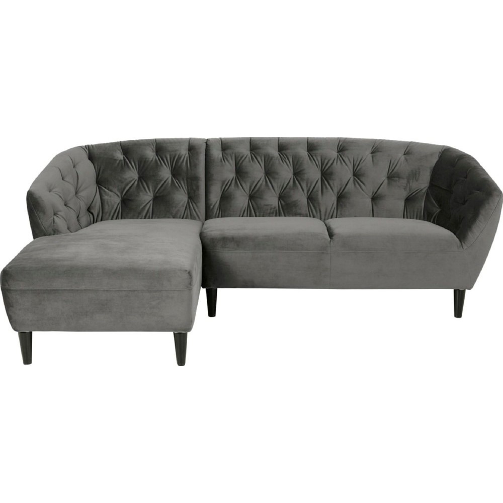 - Canapé d'angle en tissu matelassé de qualité Rita coloris gris foncé, angle gauche, 4 places