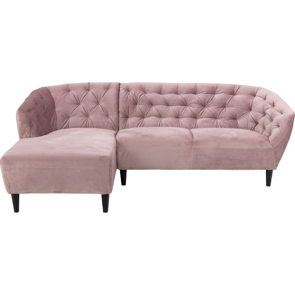 Canapé d'angle en tissu matelassé de qualité Rita coloris rose pale, angle gauche, 4 places Canapé d'angle en tissu matelassé de qualité Rita coloris rose pale, angle gauche, 4 places