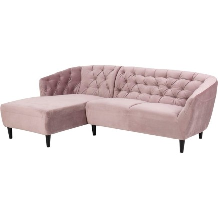 Canapé d'angle en tissu matelassé de qualité Rita coloris rose pale, angle gauche, 4 places