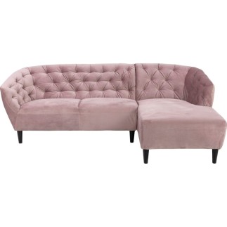 Canapé d'angle en tissu matelassé de qualité Rita coloris rose pale, angle droit