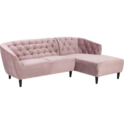 Canapé d'angle en tissu matelassé de qualité Rita coloris rose pale, angle droit, 4 places
