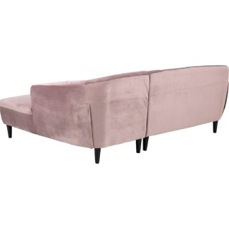 Canapé d'angle en tissu matelassé de qualité Rita coloris rose pale, angle droit