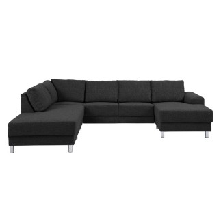 - Canapé d'angle en tissu de qualité CALVI, gris anthracite, angle gauche