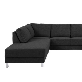 - Canapé d'angle en tissu de qualité CALVI, gris anthracite, angle gauche