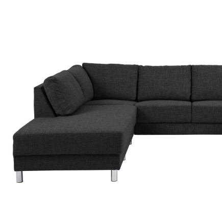 - Canapé d'angle en tissu de qualité CALVI, gris anthracite, angle gauche