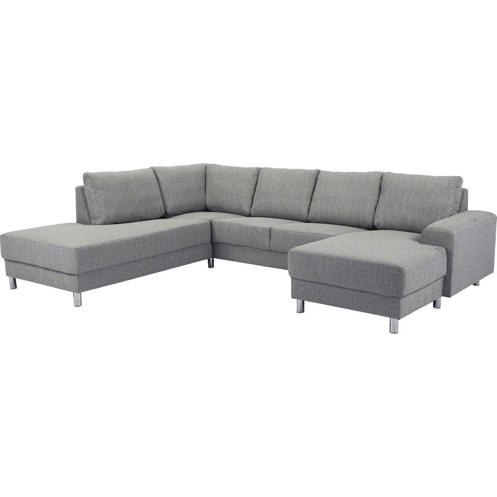 Canapé d'angle en tissu de qualité CALVI, gris clair, angle gauche