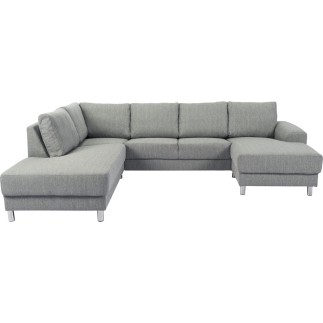 Canapé d'angle en tissu de qualité CALVI, gris clair, angle gauche